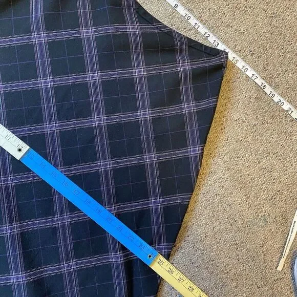 Croft Barrow A Line Skirt sz 10 Stretch Plaid Career Full Back Purple Office - Picture 2 of 7